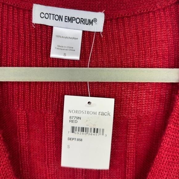 Cotton Emporium Womens Red Ribbed Button Cardigan Long Sleeve Sweater Si… - Picture 9 of 9